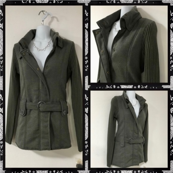 NWT- Grey cable knit sweater jacket w. belt - Picture 1 of 3